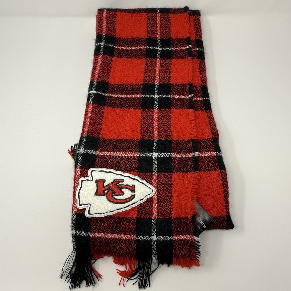 Kansas City Chiefs Plaid Blanket Scarf Shawl, NFL Licensed 30x75